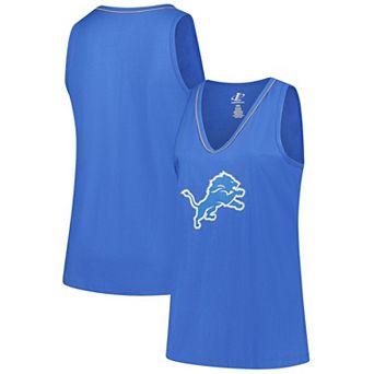 Women's Blue Detroit Lions Plus Size Stellar Win V-Neck Tank Top