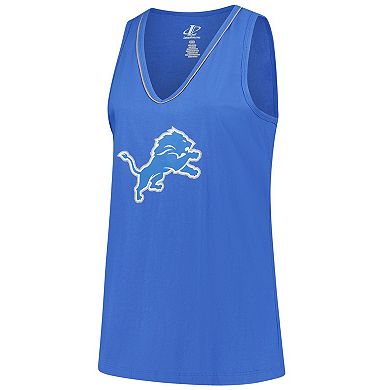 Women's Blue Detroit Lions Plus Size Stellar Win V-Neck Tank Top