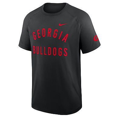 Men's Nike Black Georgia Bulldogs Ready Raglan Premium Performance T-Shirt