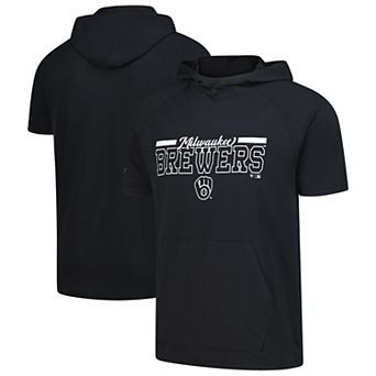 Men's Levelwear Black Milwaukee Brewers Phase Vanguard Hoodie T-Shirt