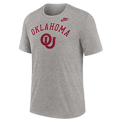 Men's Nike Heather Gray Oklahoma Sooners Legacy Arch Tri-Blend T-Shirt