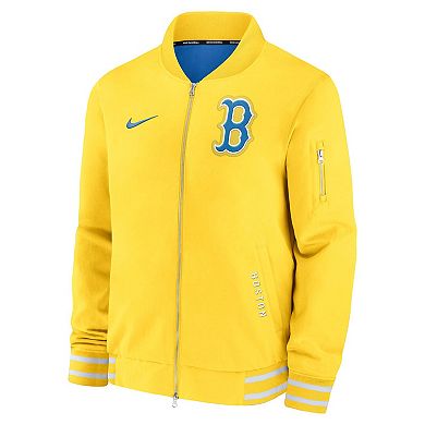 Men's Nike Gold Boston Red Sox Authentic Collection City Connect Full-Zip Bomber Jacket