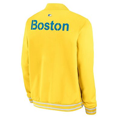 Men's Nike Gold Boston Red Sox Authentic Collection City Connect Full-Zip Bomber Jacket