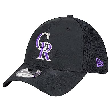 Men's New Era Black Colorado Rockies Subtle Camo 39THIRTY Flex Hat