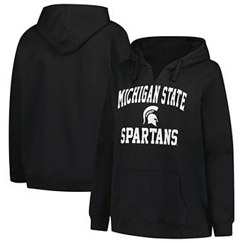 Women's Champion Black Michigan State Spartans Plus Size Heart & Soul Notch Neck Pullover