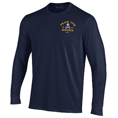 Men's Under Armour Navy Navy Midshipmen Distressed Jolly Rogers Performance Long Sleeve T-Shirt