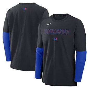 Men's Nike Black Toronto Blue Jays Authentic Collection City Connect Lightweight Player Tri-Blend Performance Long Sleeve T-Shirt