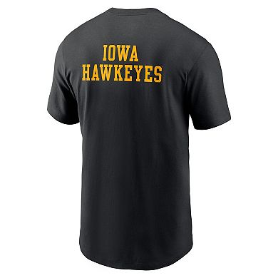 Men's Nike Black Iowa Hawkeyes 2-Hit Stacked T-Shirt