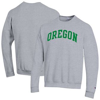 Men's Champion Heather Gray Oregon Ducks Basic Arch Fleece Pullover Sweatshirt
