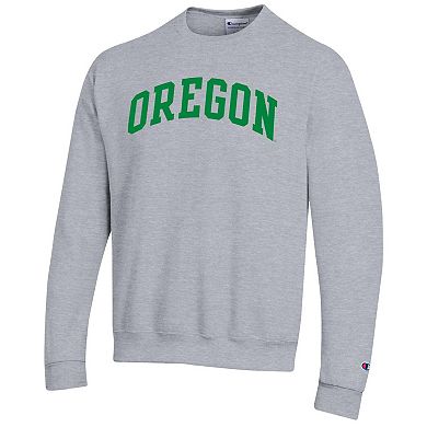 Men's Champion Heather Gray Oregon Ducks Basic Arch Fleece Pullover Sweatshirt