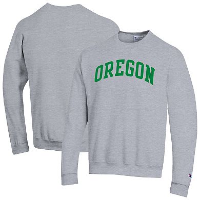 Men's Champion Heather Gray Oregon Ducks Basic Arch Fleece Pullover Sweatshirt