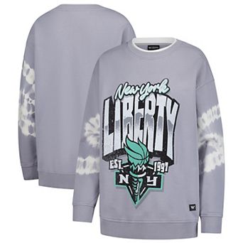 Women's The Wild Collective Gray New York Liberty Double Collar Fleece Pullover Sweatshirt