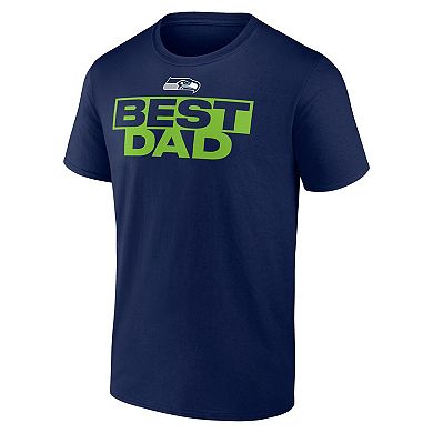 Men's College Navy Seattle Seahawks Best Dad T-Shirt