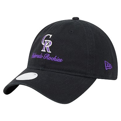 Women's New Era Black Colorado Rockies Preppy Team 9TWENTY Adjustable Hat