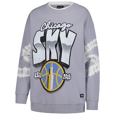 Women's The Wild Collective Gray Chicago Sky Double Collar Fleece Pullover Sweatshirt