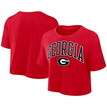 Women's Nike Red Georgia Bulldogs Power Pursuit Athletic Prep Arch Performance Cropped T-Shirt