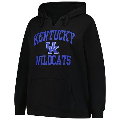 Women's Champion Black Kentucky Wildcats Plus Size Heart & Soul Notch Neck Pullover