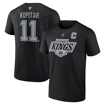 Men's Fanatics Anze Kopitar Black Los Angeles Kings Authentic Stack Name & Number T-Shirt