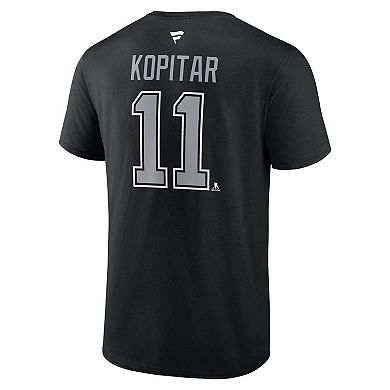 Men's Fanatics Anze Kopitar Black Los Angeles Kings Authentic Stack Name & Number T-Shirt