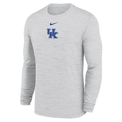 Men's Nike White Kentucky Wildcats 2025 Sideline Velocity Performance Long Sleeve T-Shirt