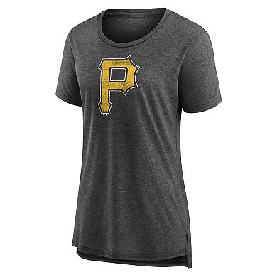 Women's Gray Pittsburgh Pirates Weathered Official Logo Tri-Blend T-Shirt