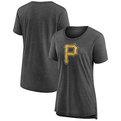 Women's Gray Pittsburgh Pirates Weathered Official Logo Tri-Blend T-Shirt