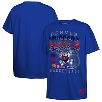 Youth Mitchell & Ness Blue Denver Nuggets 2025 NBA Playoffs Retro Monumental T-Shirt