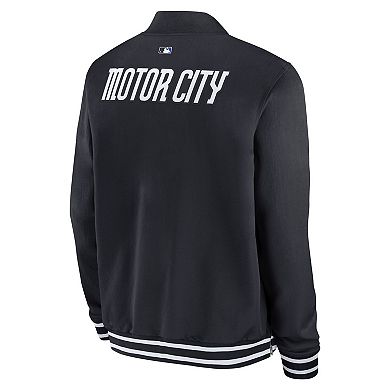 Men's Nike Black Detroit Tigers Authentic Collection City Connect Full-Zip Bomber Jacket