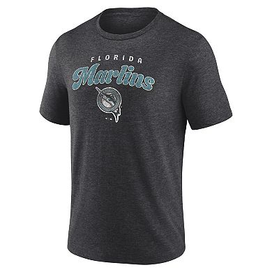 Men's Charcoal Florida Marlins Wonderment Tri-Blend T-Shirt