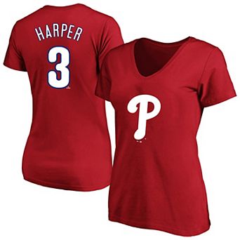 Women's�Profile Bryce Harper Red Philadelphia Phillies Plus Size Name & Number V-Neck T-Shirt