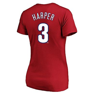 Women's�Profile Bryce Harper Red Philadelphia Phillies Plus Size Name & Number V-Neck T-Shirt