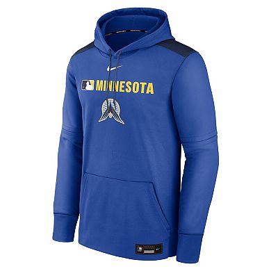 Men's Nike Royal Minnesota Twins Authentic Collection City Connect Therma Pullover Hoodie