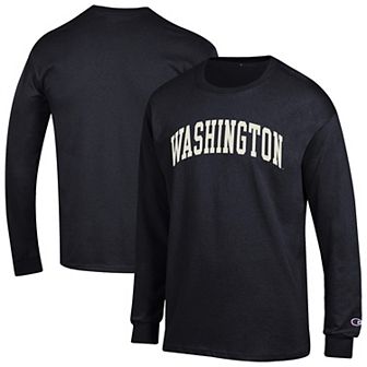 Men's Champion Black Washington Huskies Basic Arch Long Sleeve T-Shirt