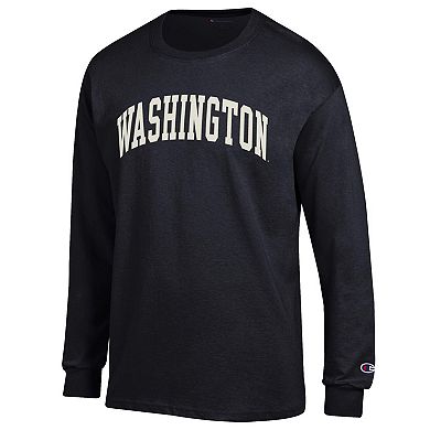 Men's Champion Black Washington Huskies Basic Arch Long Sleeve T-Shirt