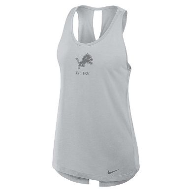 Women's Nike Gray Detroit Lions Glory Crisscross Performance Tank Top