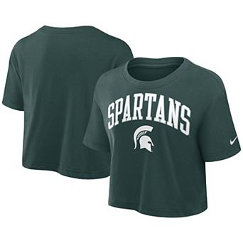 Women's Nike Green Michigan State Spartans Power Pursuit Athletic Prep Arch Performance Cropped T-Shirt