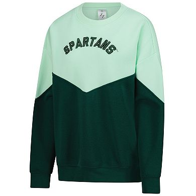 Women's ZooZatz Mint Michigan State Spartans Bestie Oversized Pullover Sweatshirt