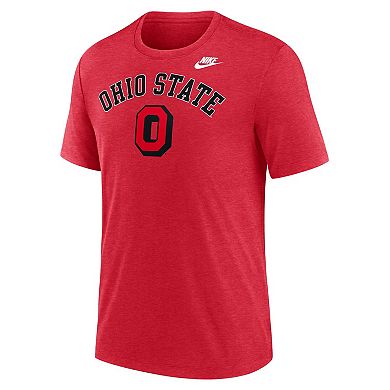 Men's Nike Heather Scarlet Ohio State Buckeyes Legacy Arch Tri-Blend T-Shirt