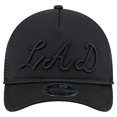 Men's New Era Black Los Angeles Dodgers City Initial 9FORTY A-Frame M-Crown Adjustable Trucker Hat