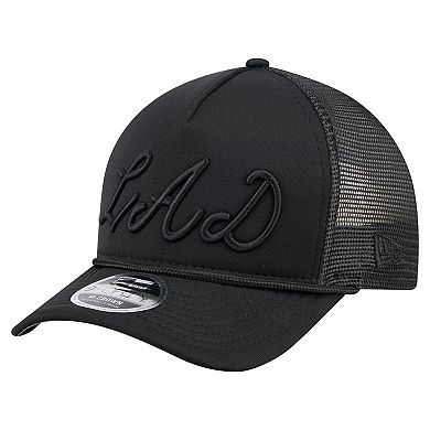 Men's New Era Black Los Angeles Dodgers City Initial 9FORTY A-Frame M-Crown Adjustable Trucker Hat