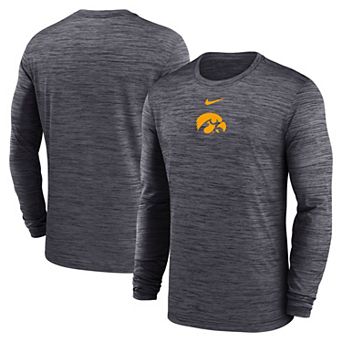 Men's Nike Black Iowa Hawkeyes 2025 Sideline Velocity Performance Long Sleeve T-Shirt