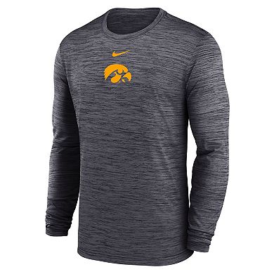 Men's Nike Black Iowa Hawkeyes 2025 Sideline Velocity Performance Long Sleeve T-Shirt