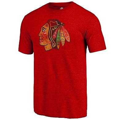 Men's Red Chicago Blackhawks Distressed Tri-Blend T-Shirt