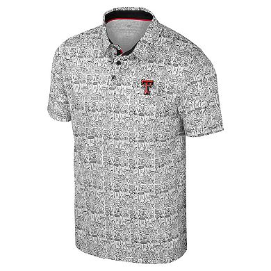Men's Colosseum Black Texas Tech Red Raiders It's Time! Allover Print Polo