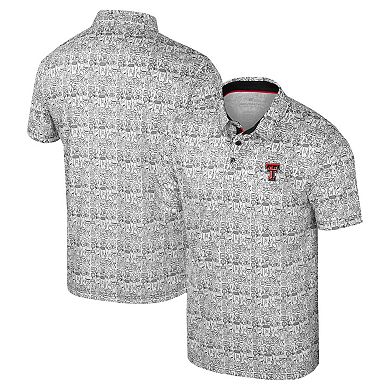 Men's Colosseum Black Texas Tech Red Raiders It's Time! Allover Print Polo