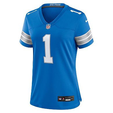 Men's Nike Number 1 Mom Blue Detroit Lions Game Jersey