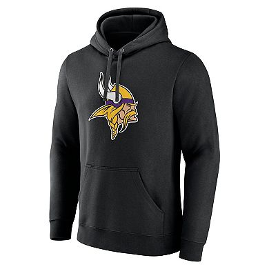 Men's Black Minnesota Vikings Primary Team Logo Fitted Pullover Hoodie
