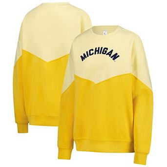 Women's ZooZatz Yellow Michigan Wolverines Bestie Oversized Pullover Sweatshirt