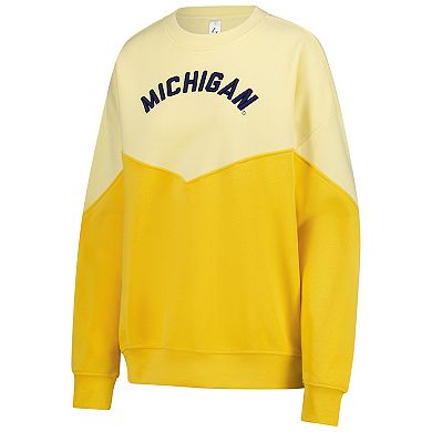 Women's ZooZatz Yellow Michigan Wolverines Bestie Oversized Pullover Sweatshirt