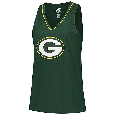 Women's Green Green Bay Packers Plus Size Stellar Win V-Neck Tank Top